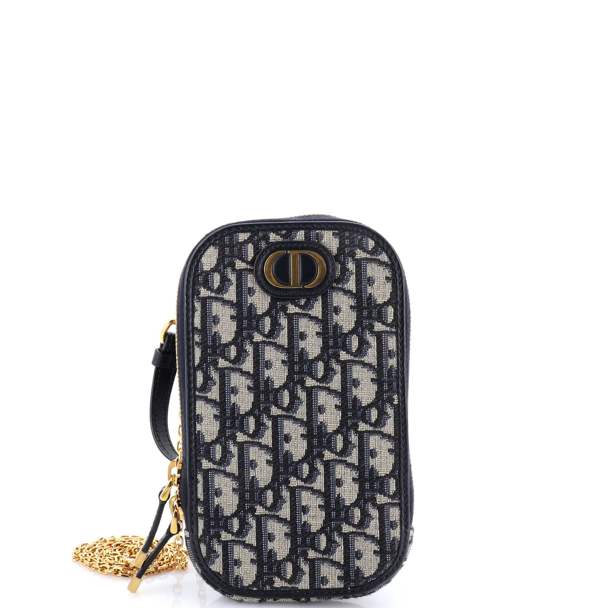 30 Montaigne Phone Holder on Chain Oblique Canvas - Deep Luxury