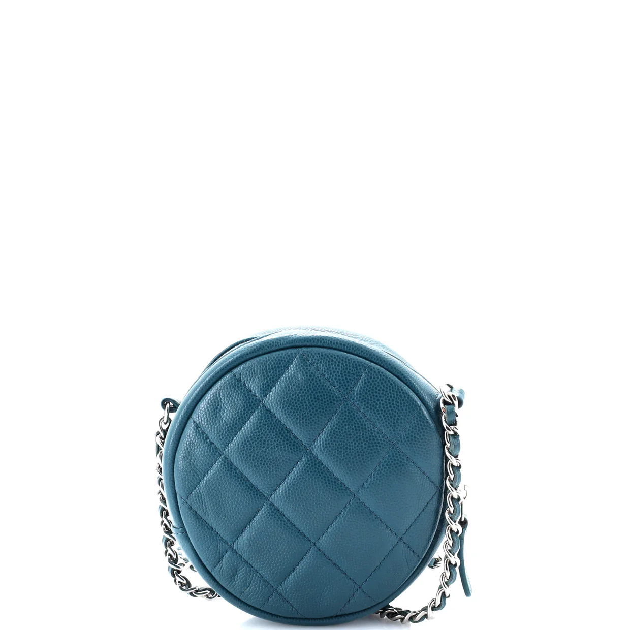 Round Clutch with Chain Quilted Iridescent Caviar Mini - Deep Luxury