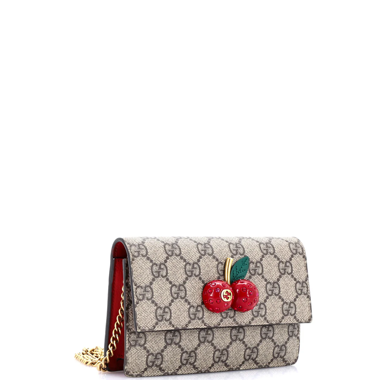Cherries Wallet on Chain GG Coated Canvas Mini - Deep Luxury