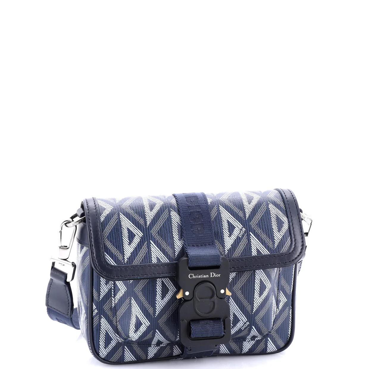 Hit the Road Flap Crossbody Bag CD Diamond Coated Canvas and Leather Mini - Deep Luxury