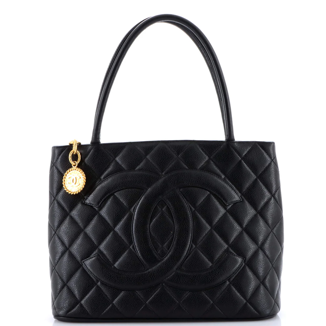 Medallion Tote Quilted Caviar - Deep Luxury