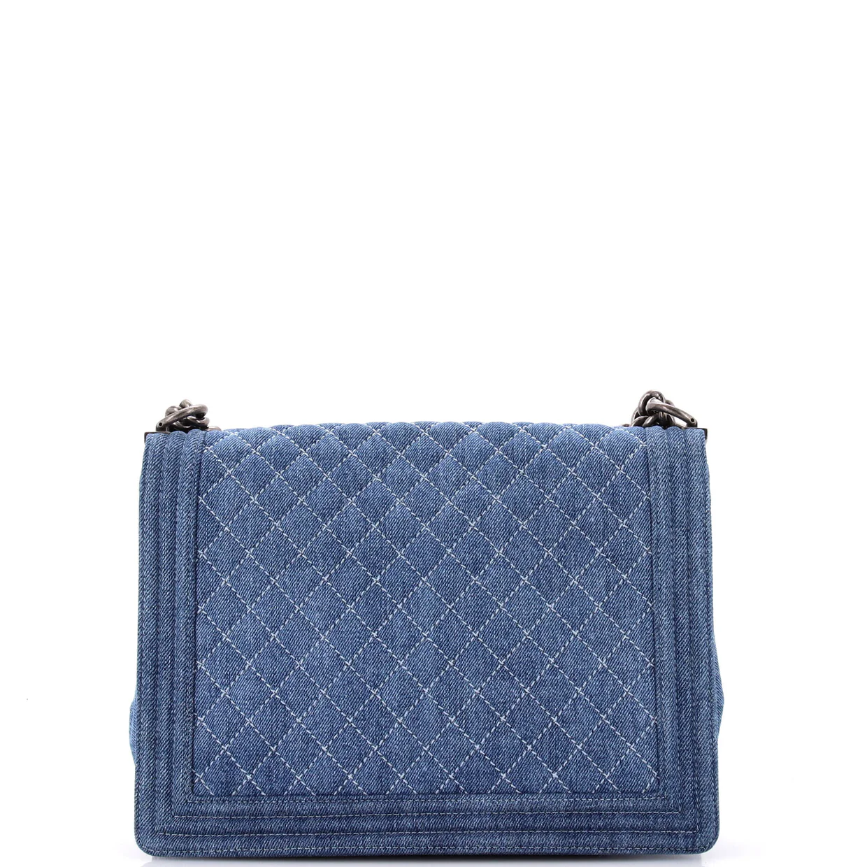 Boy Flap Bag Quilted Denim Large - Deep Luxury