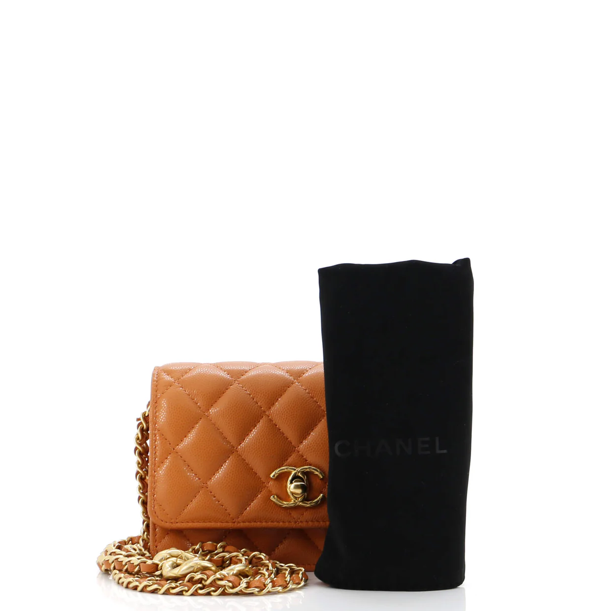 Mixed Chain Link CC Wallet on Chain Quilted Caviar Mini - Deep Luxury