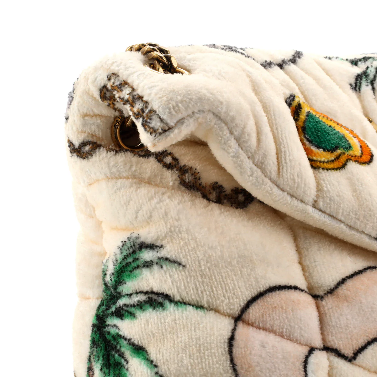 Loulou Puffer Shoulder Bag Quilted Printed Terry Cloth Small - Deep Luxury