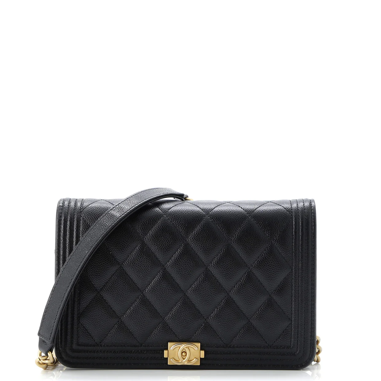 Boy Wallet on Chain Quilted Caviar - Deep Luxury