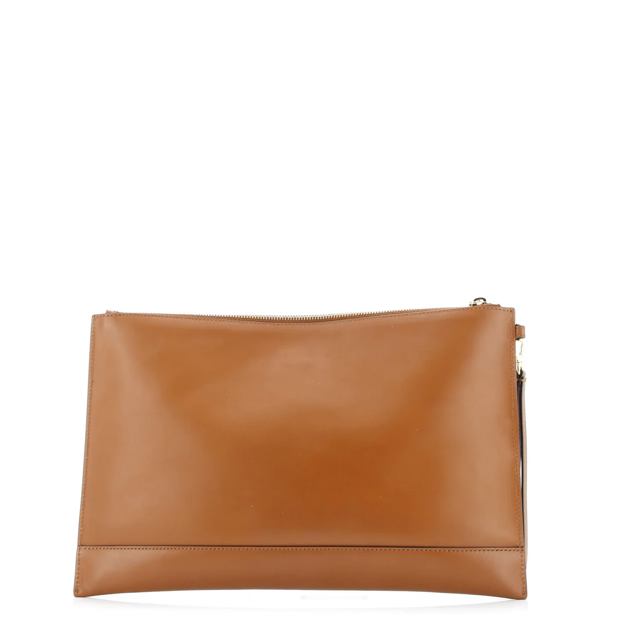 Logo Flat Wristlet Pouch Embossed Leather Large - Deep Luxury
