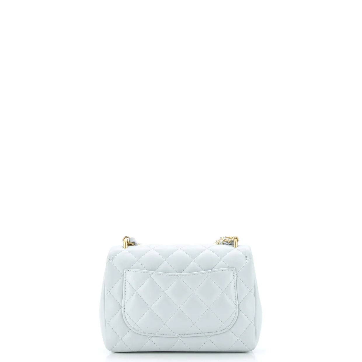 Pearl Twist Square Flap Bag Quilted Shiny Lambskin Mini - Deep Luxury