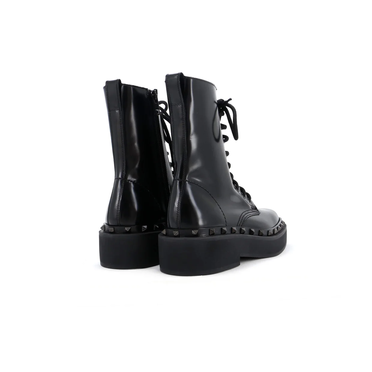 Women's Rockstud M-Way Combat Boots Leather - Deep Luxury