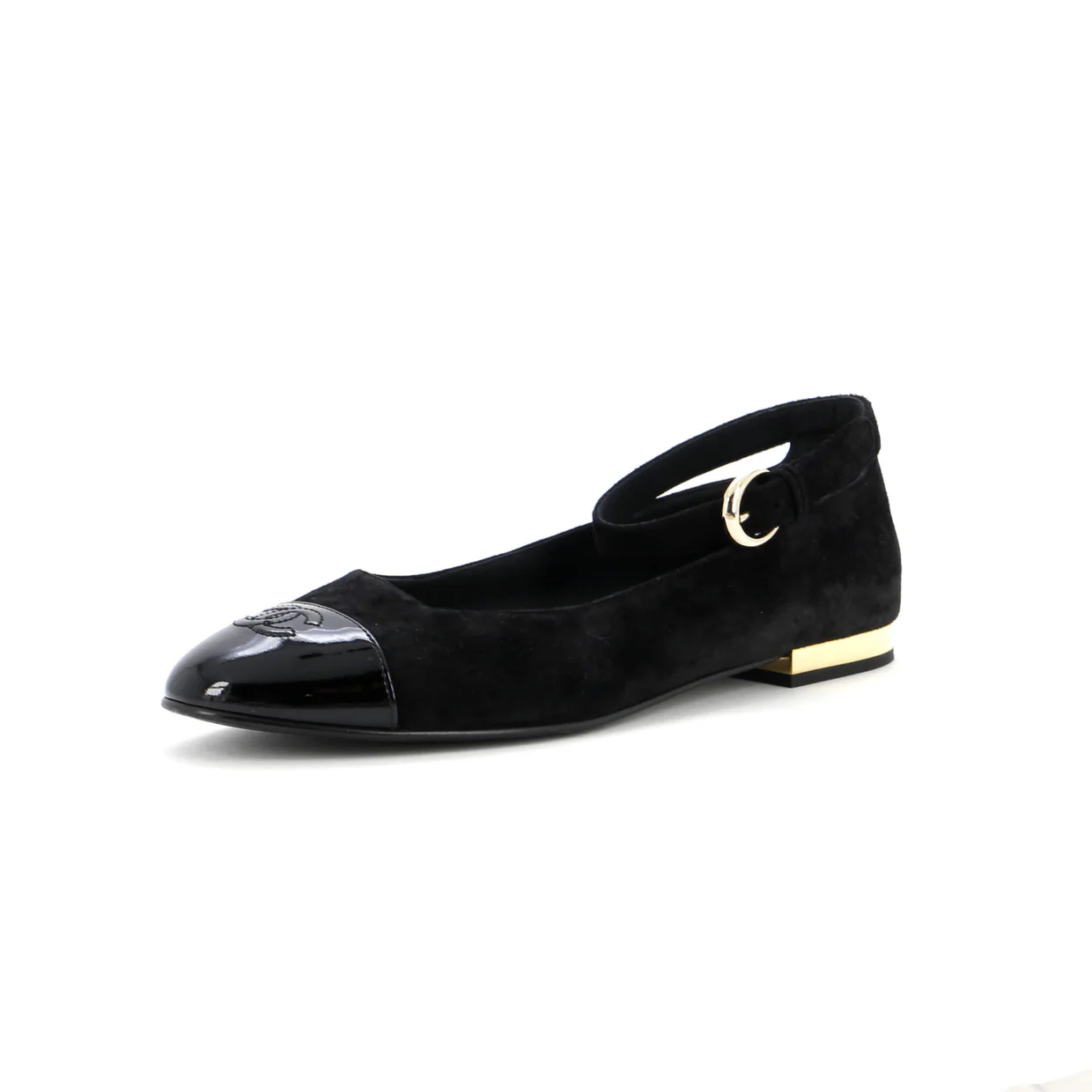 CC Cap Toe Mary Jane Flats Suede with Patent - Deep Luxury
