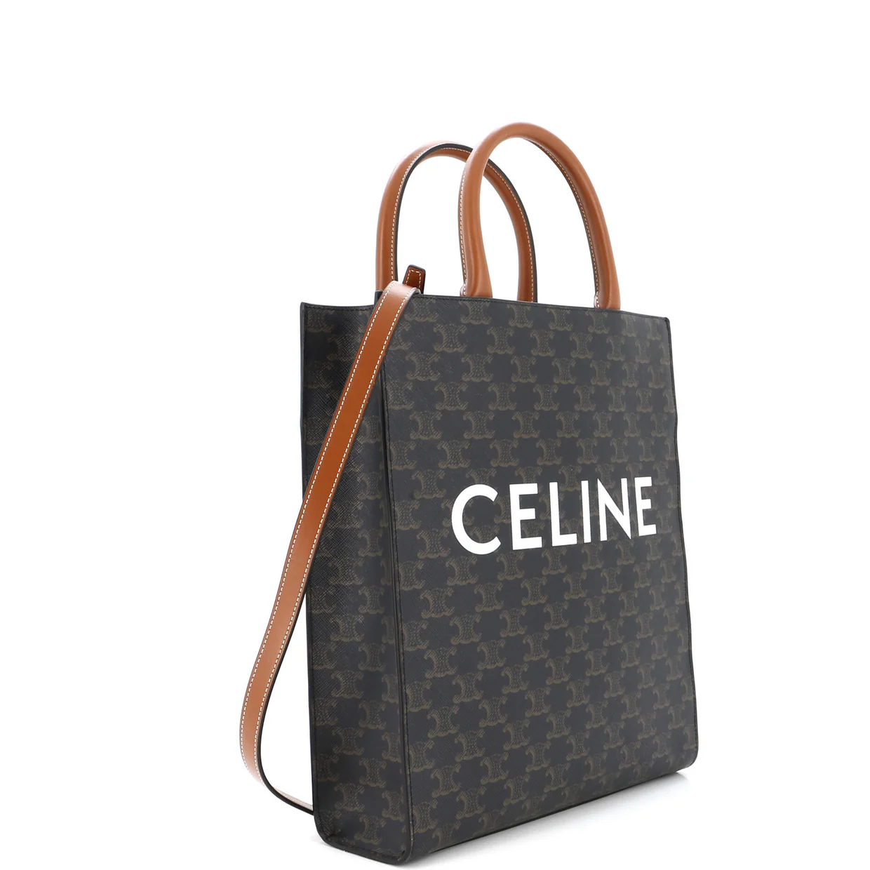 Vertical Cabas Tote Triomphe Coated Canvas Small - Deep Luxury