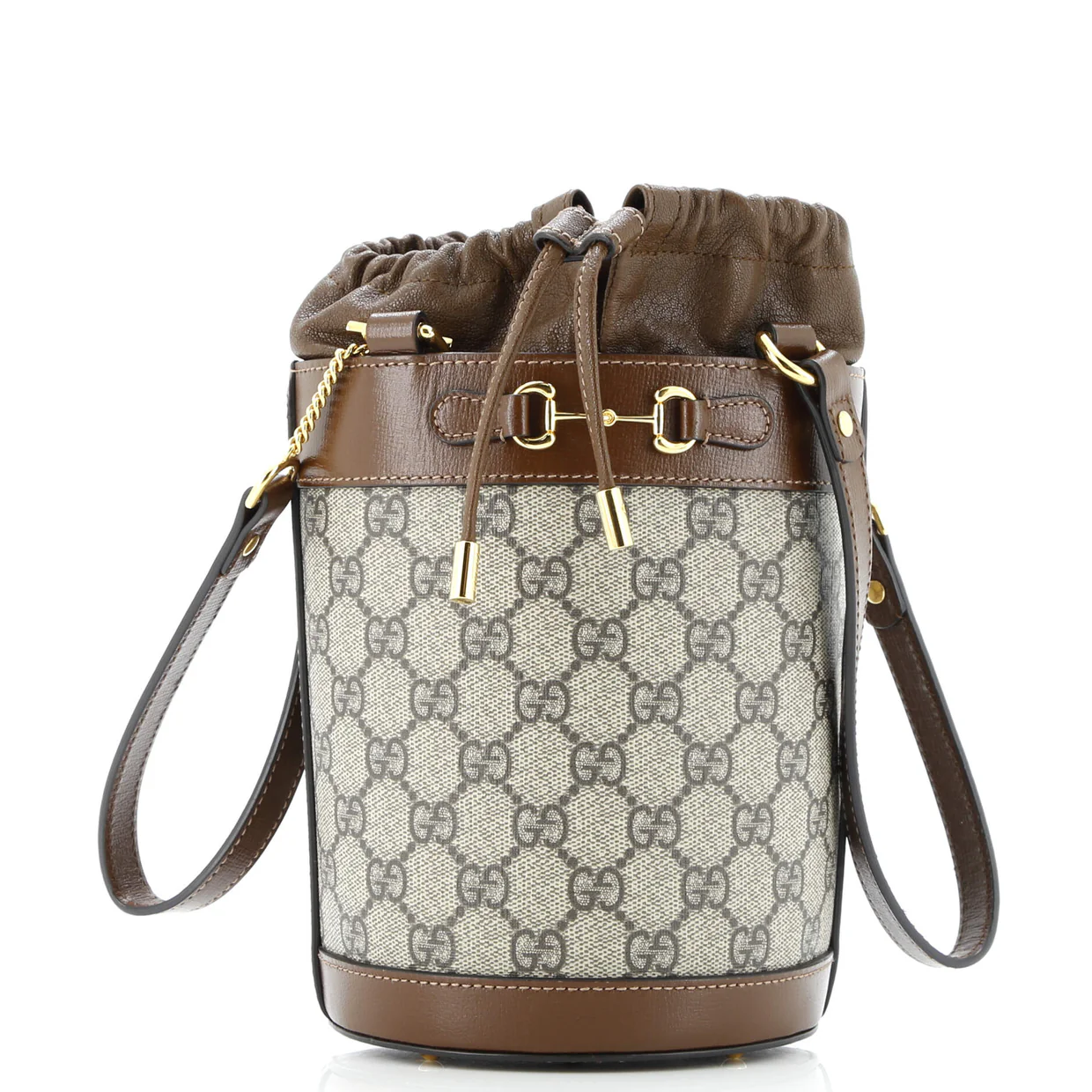 Horsebit 1955 Bucket Bag GG Coated Canvas with Leather Small - Deep Luxury