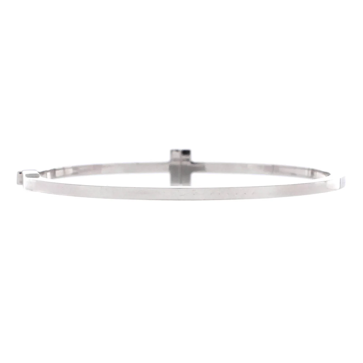 T Hinged Wire Bangle Bracelet 18K White Gold with Diamonds - Deep Luxury