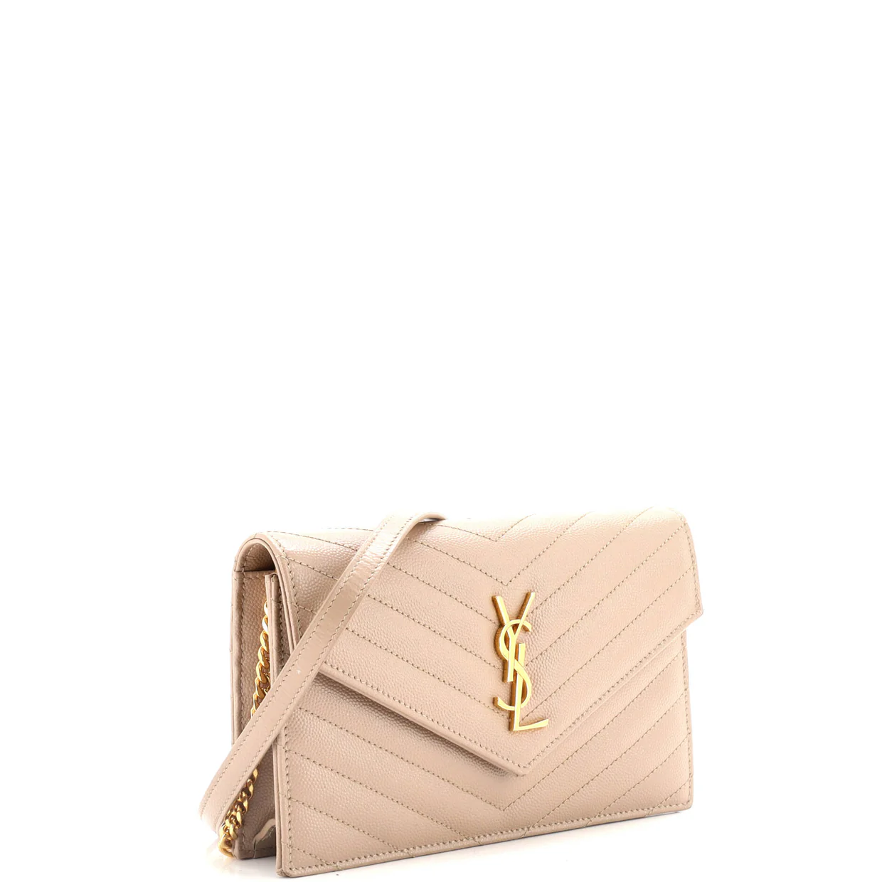 Classic Monogram Wallet on Chain Matelasse Chevron Leather Small - Deep Luxury