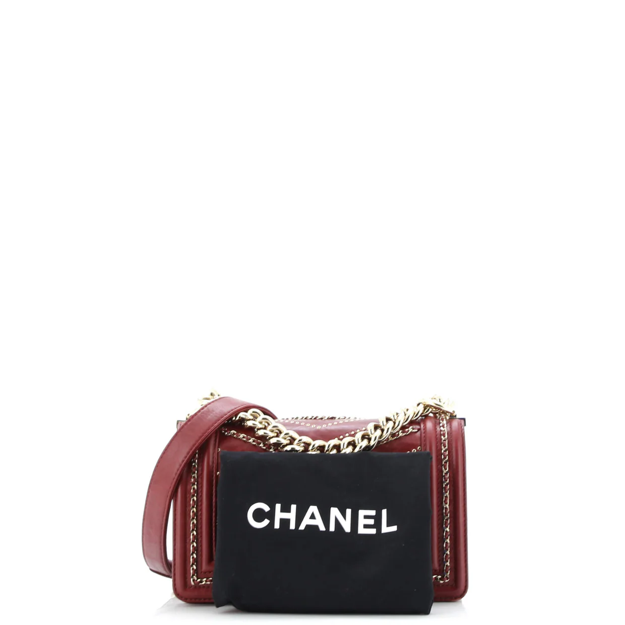 Boy Flap Bag Chevron Embellished Crumpled Calfskin Small - Deep Luxury