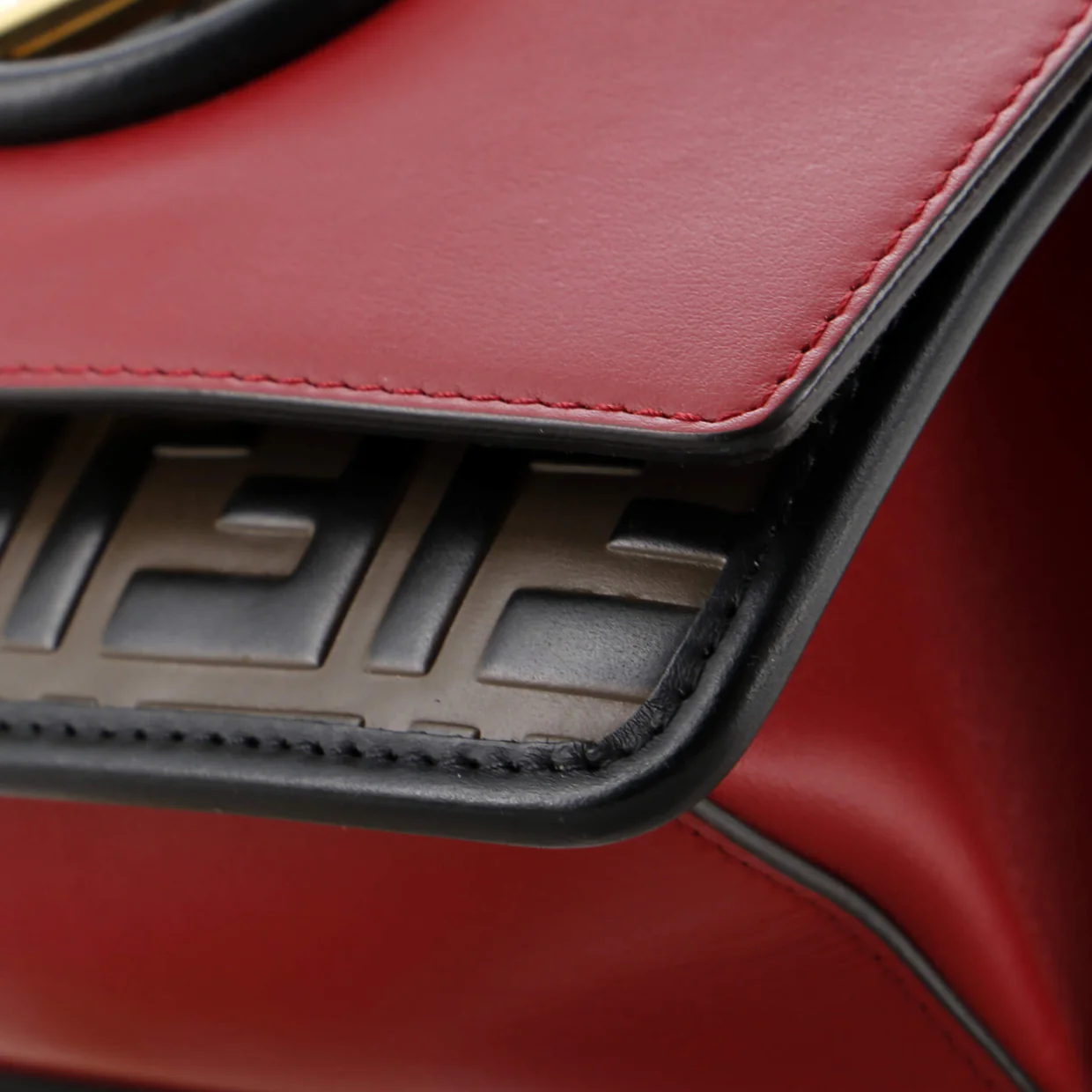 Kan I F Shoulder Bag Leather with Zucca Embossed Detail Small - Deep Luxury