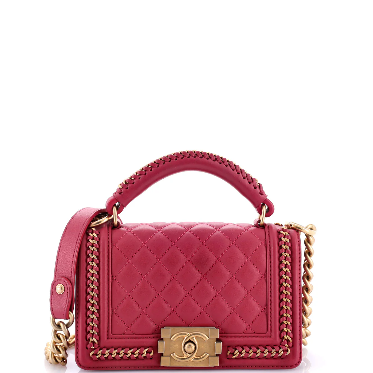 Chain Handle Boy Flap Bag Quilted Calfskin Small - Deep Luxury