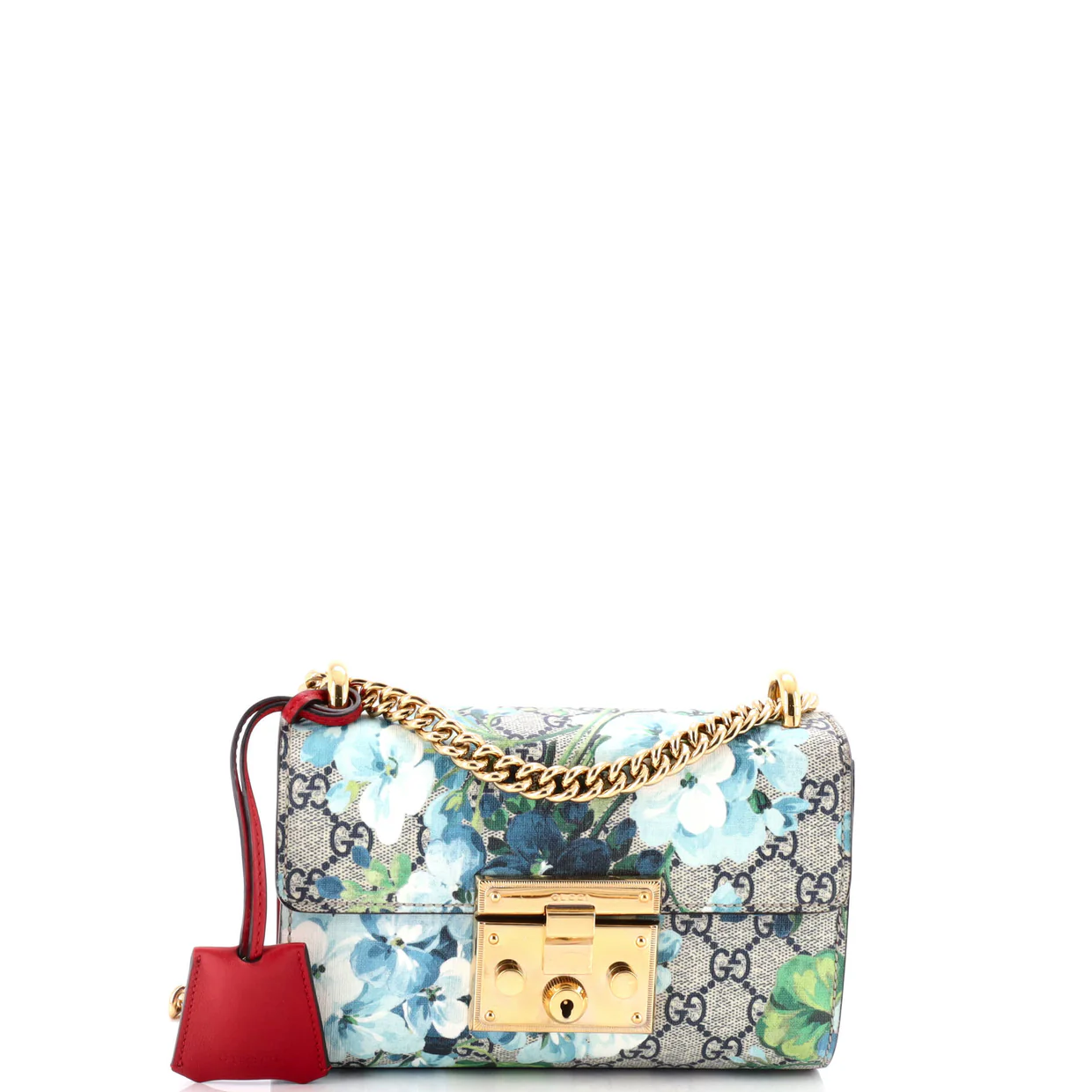 Padlock Shoulder Bag Blooms Print GG Coated Canvas Small - Deep Luxury
