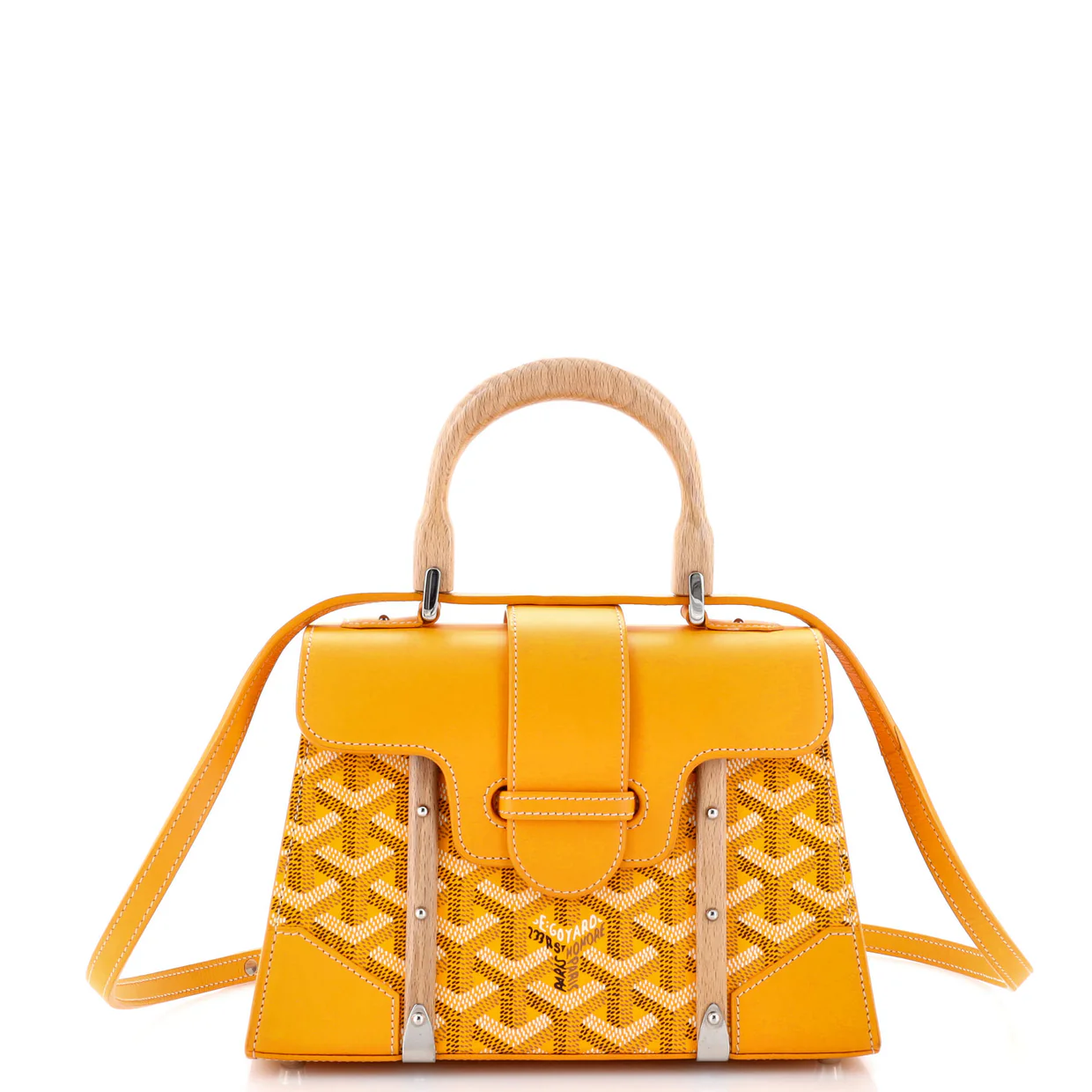 Structured Saigon Top Handle Bag Coated Canvas with Leather Mini - Deep Luxury