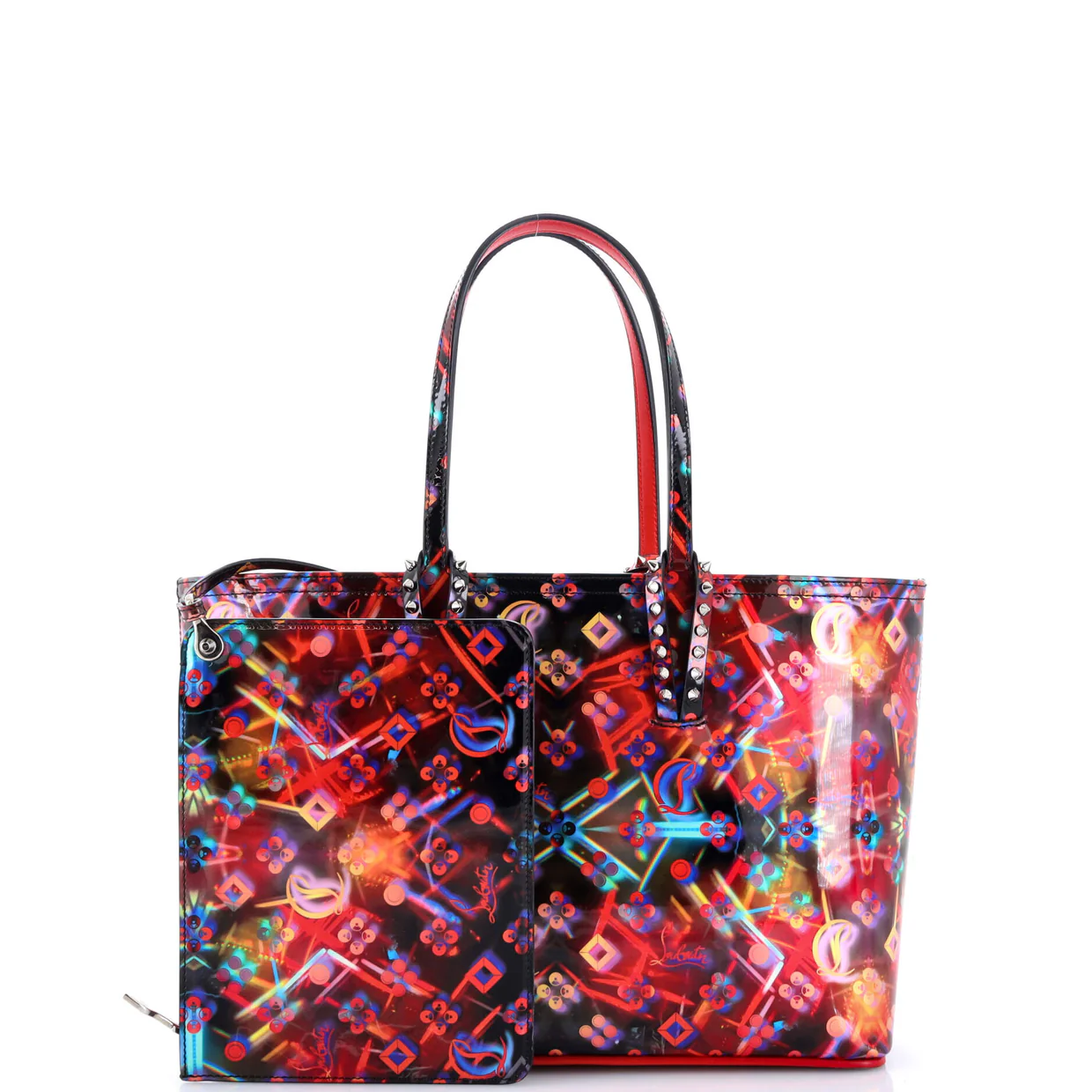 Cabata East West Tote Printed Patent Small - Deep Luxury