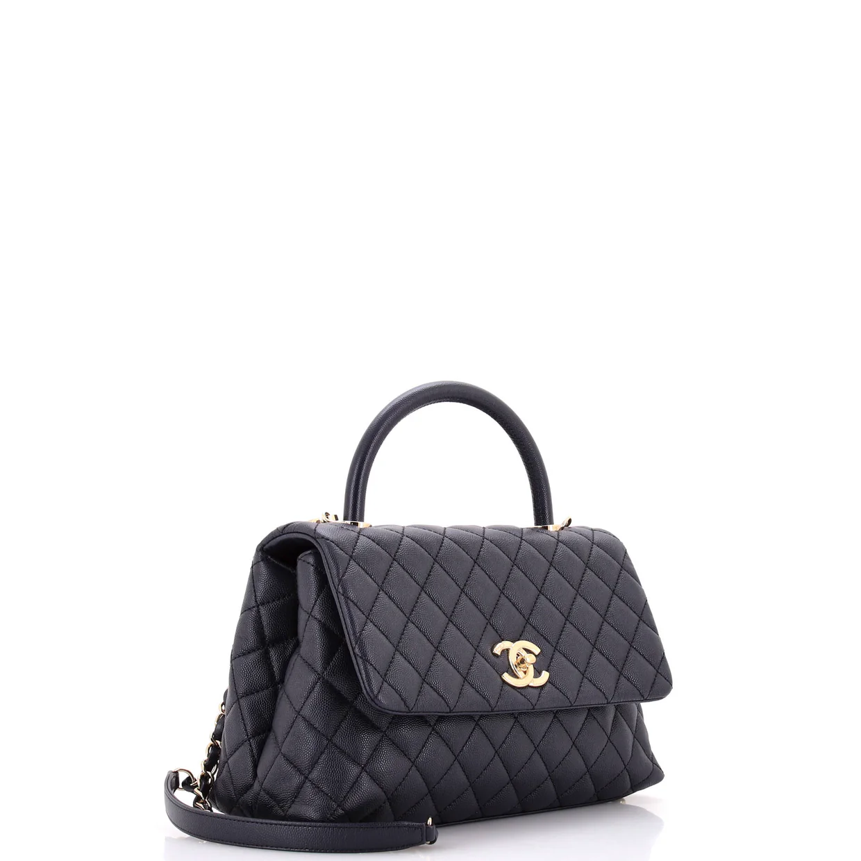 Coco Top Handle Bag Quilted Caviar Small - Deep Luxury