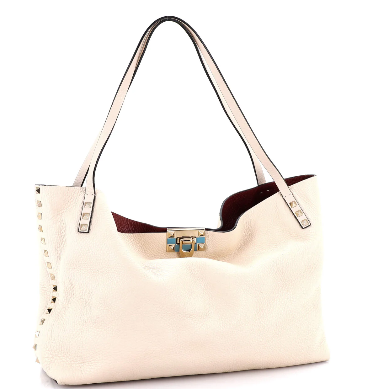 Rockstud Convertible Flip Lock Tote Leather Medium - Deep Luxury