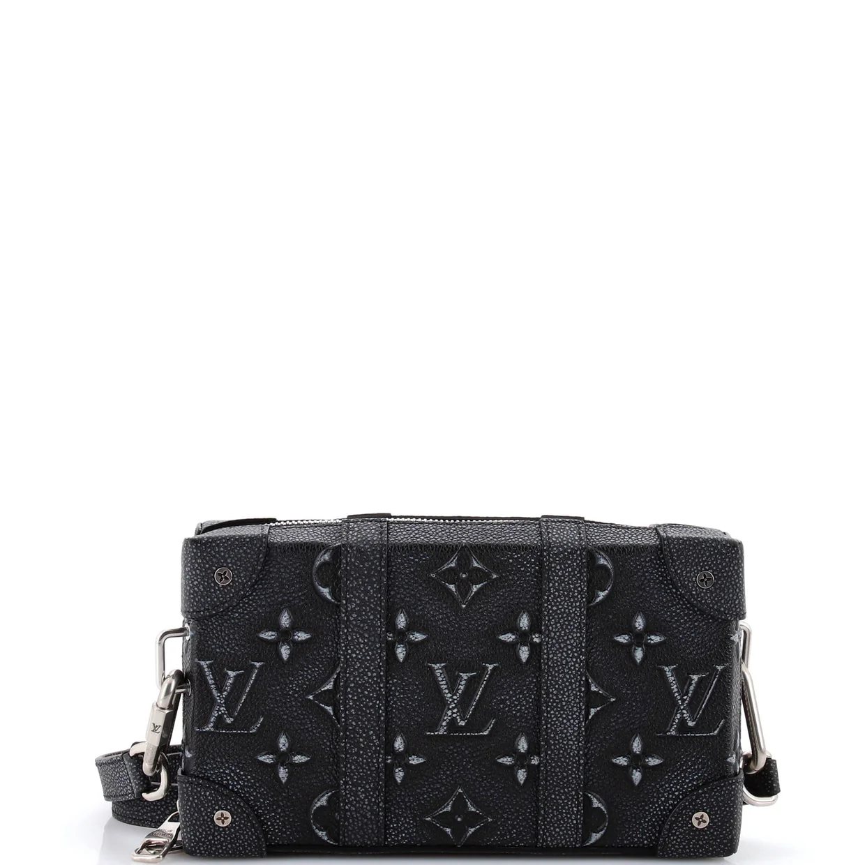 Soft Trunk Wallet Faded Monogram Debossed Leather - Deep Luxury