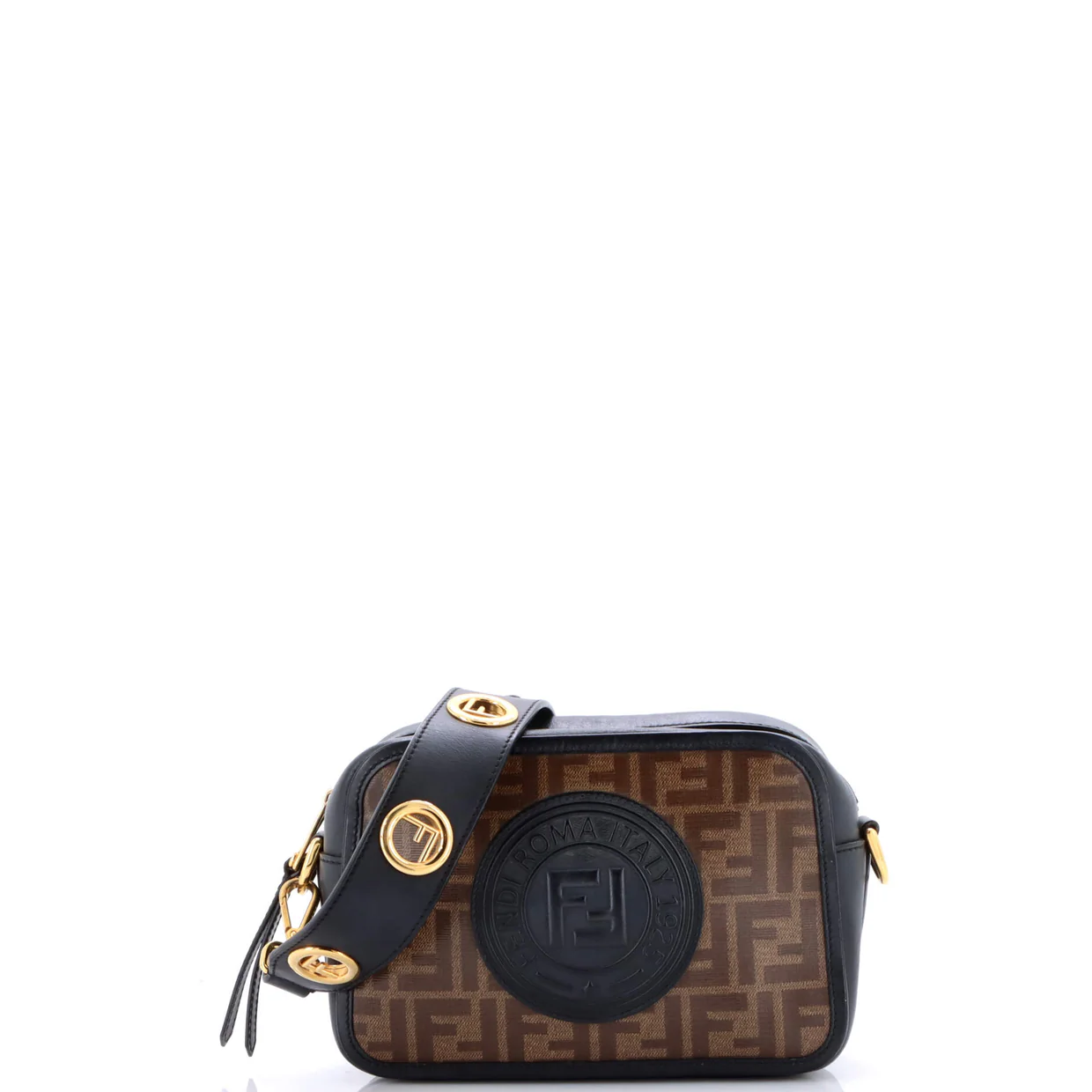 F is Fendi Logo Stamp Camera Bag Zucca Coated Canvas Small - Deep Luxury