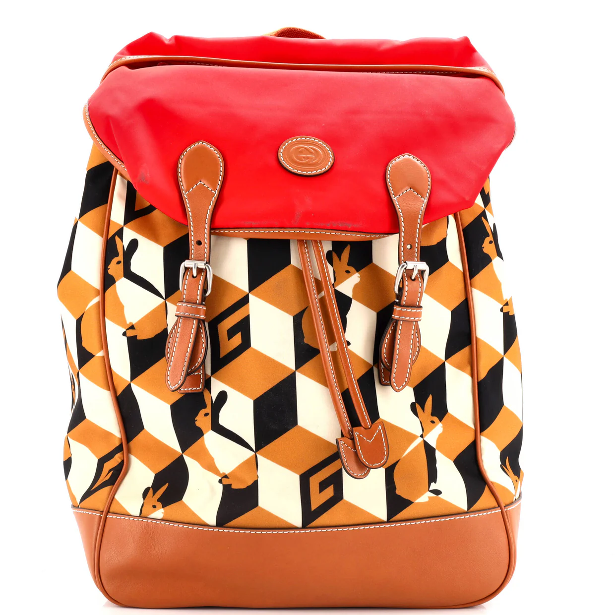 Interlocking G Patch Flap Buckle Backpack Printed Nylon and GG Coated Canvas - Deep Luxury