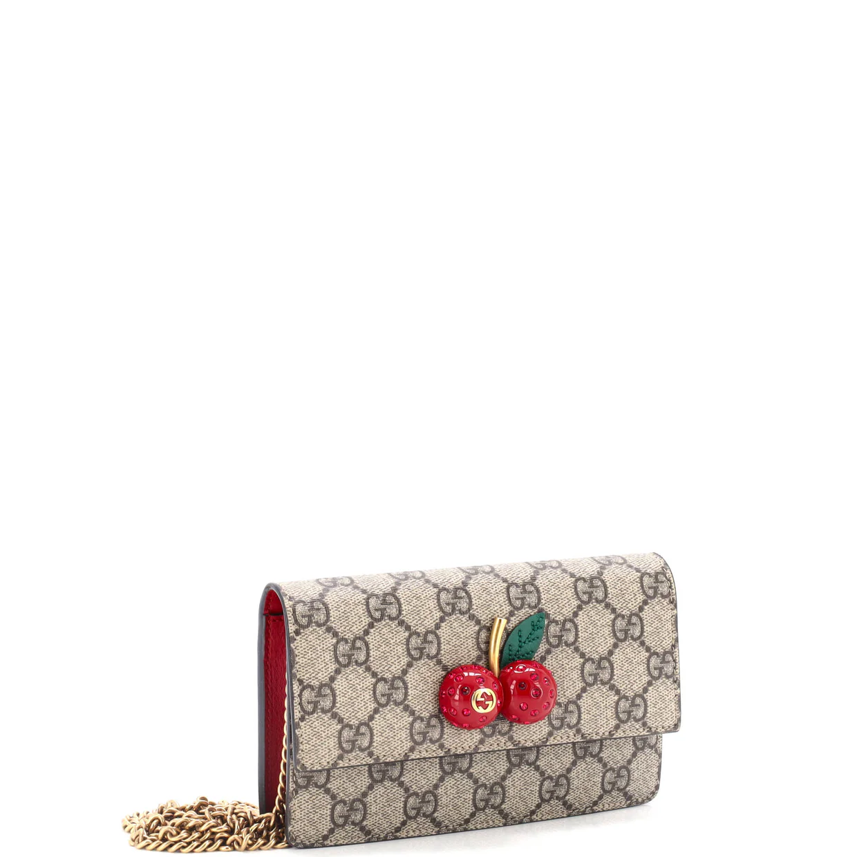 Cherries Wallet on Chain GG Coated Canvas Mini - Deep Luxury