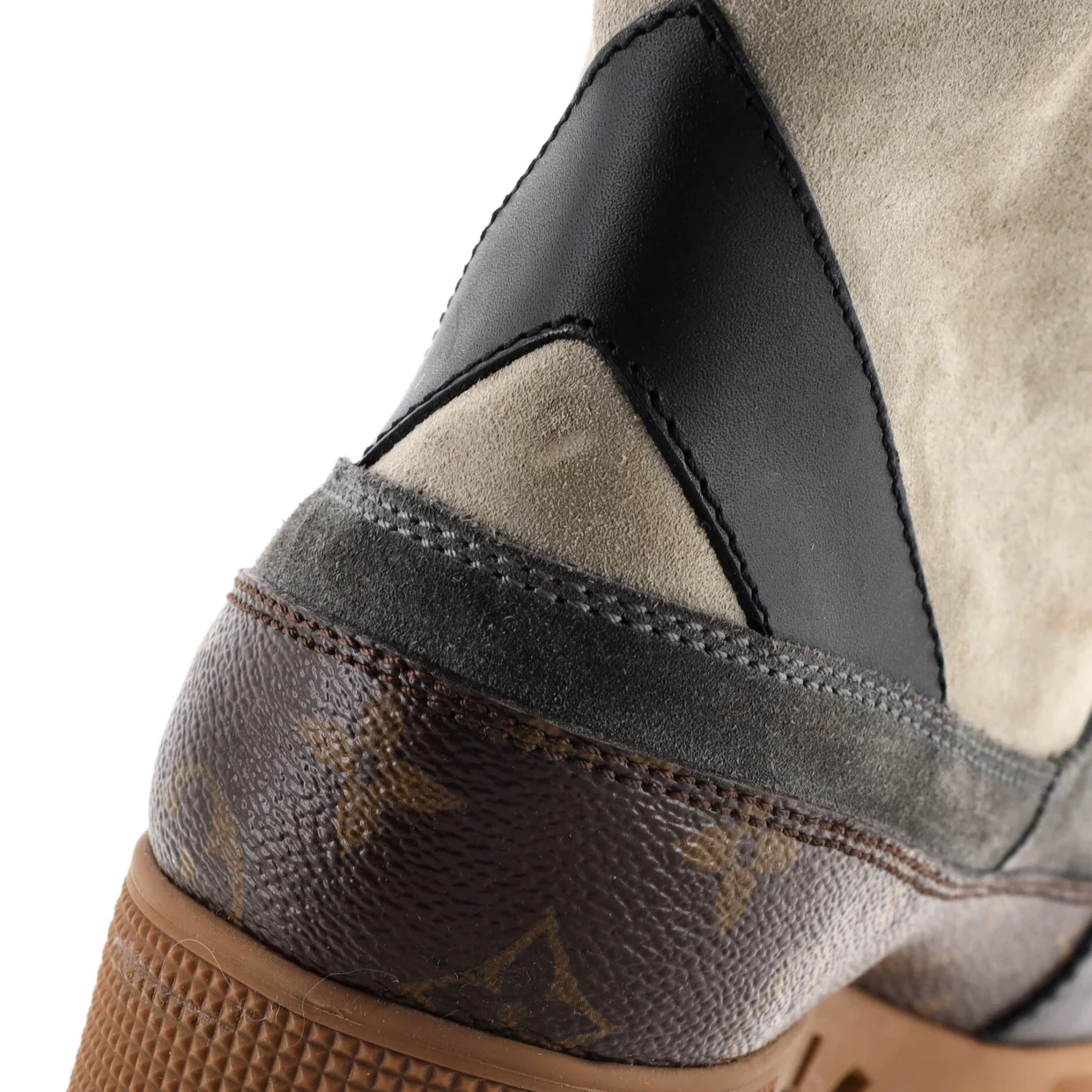 Women's Laureate Platform Desert Boots Suede with Monogram Canvas - Deep Luxury
