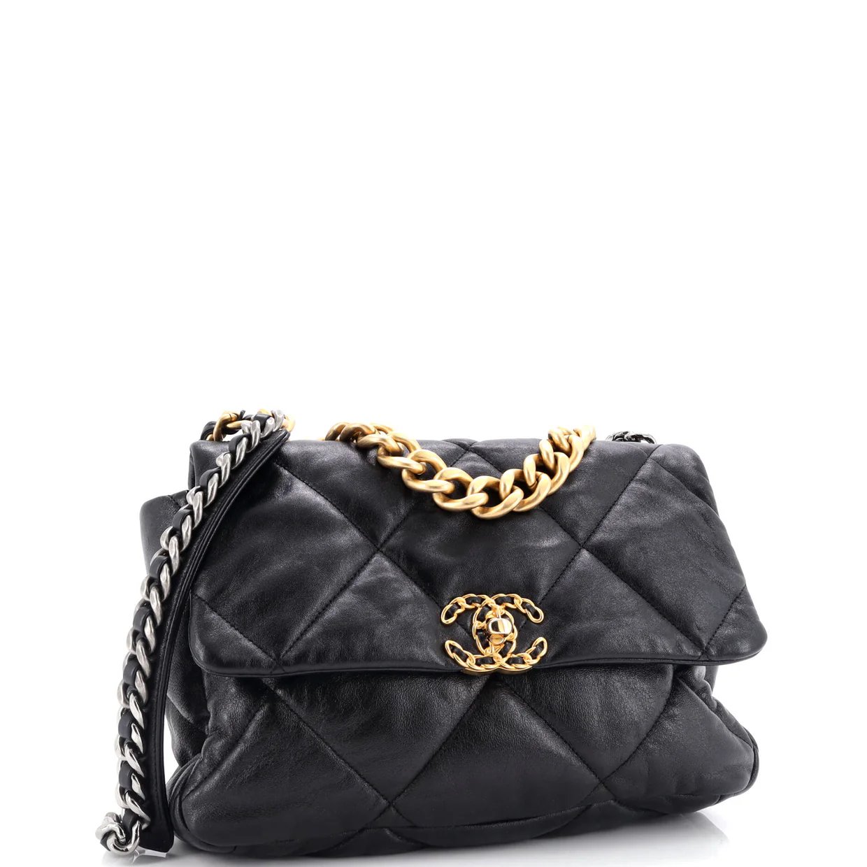 19 Flap Bag Quilted Leather Medium - Deep Luxury