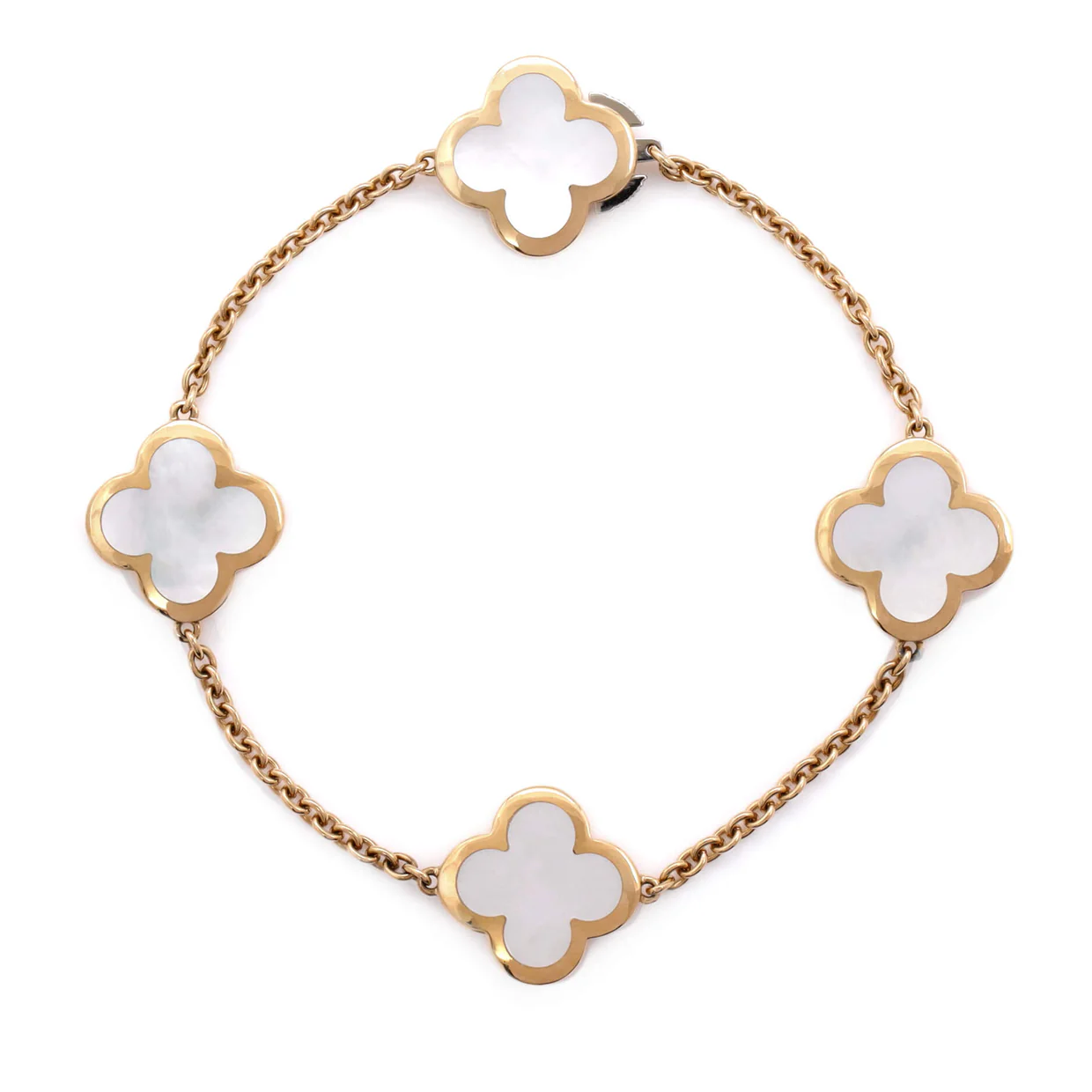 Pure Alhambra 4 Motifs Bracelet 18K Yellow Gold with Mother of Pearl - Deep Luxury