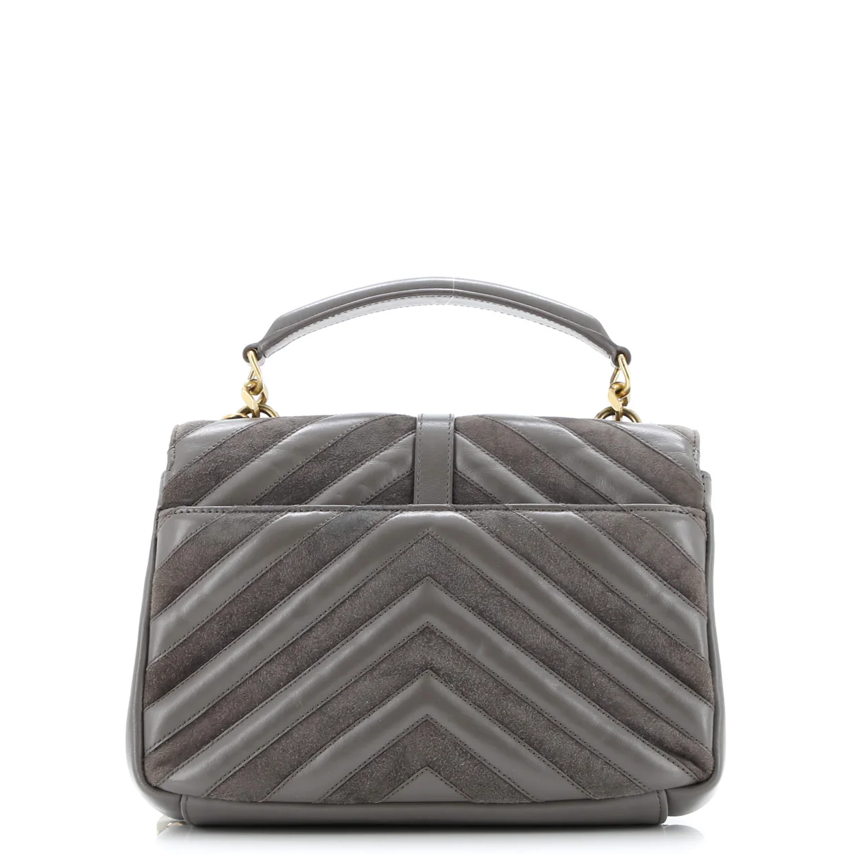 Classic Monogram College Bag Matelasse Chevron Leather and Suede Medium - Deep Luxury