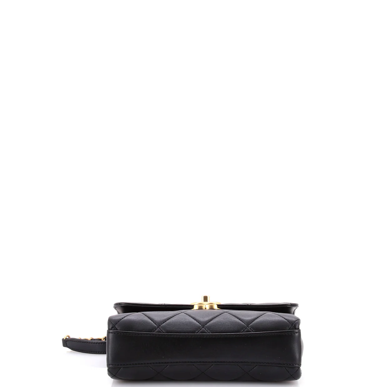 Crystal Logo Letters Chain Handle Flap Bag Quilted Lambskin Small - Deep Luxury