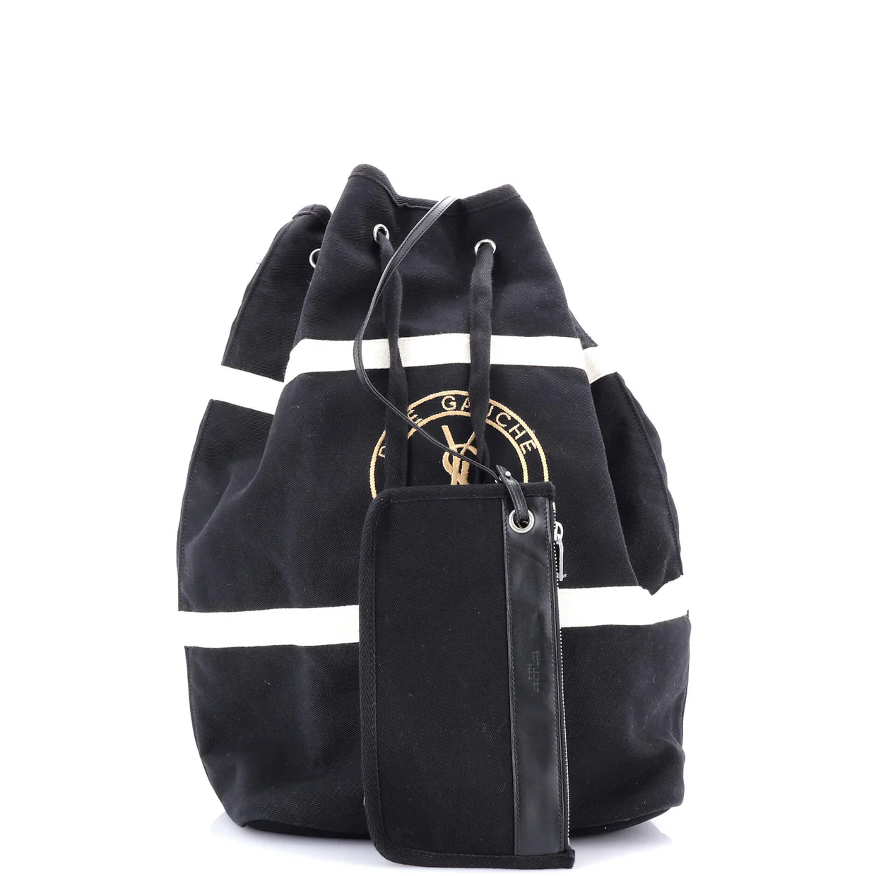 Rive Gauche Drawstring Sling Bag Stripe Canvas Medium - Deep Luxury