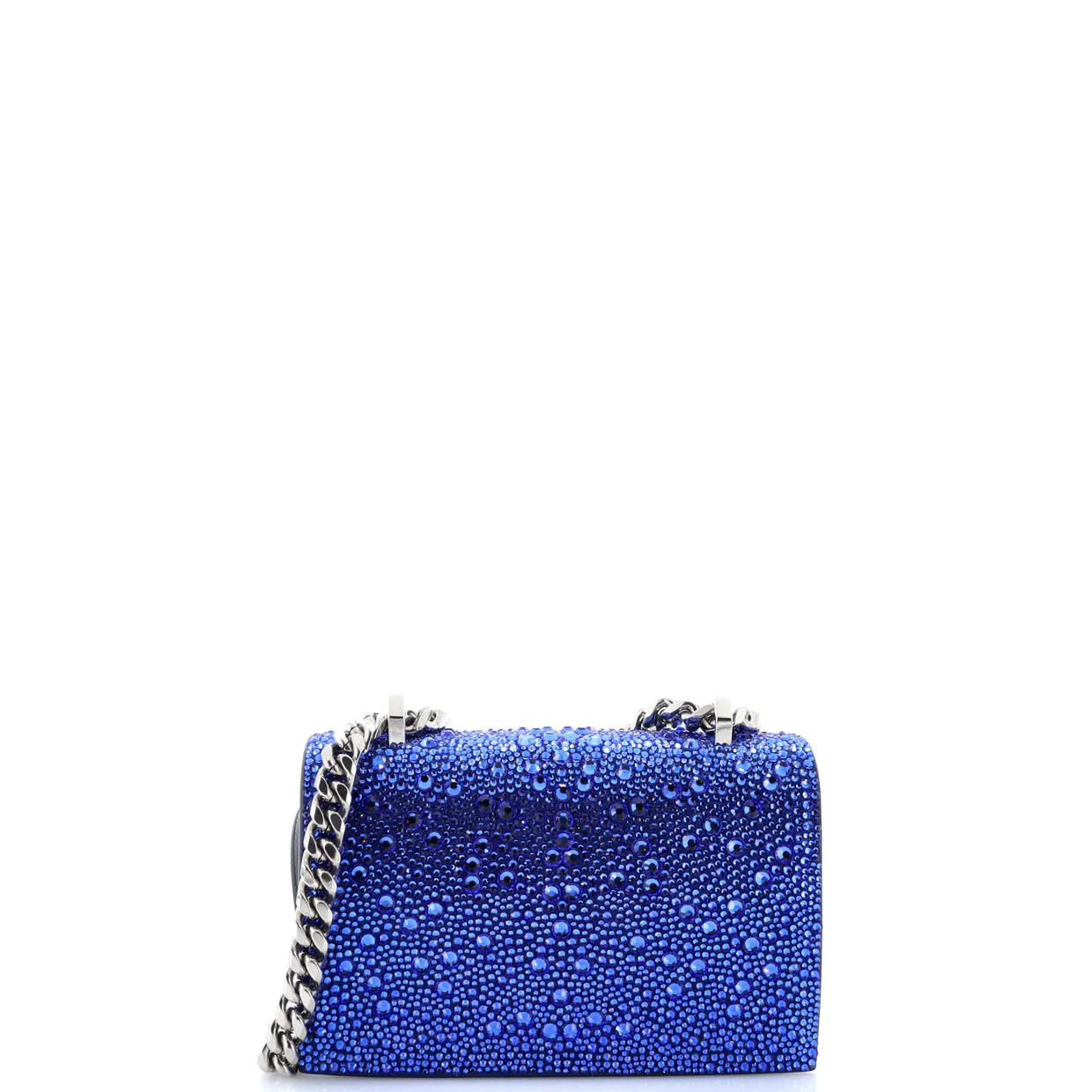 Jewelled Flap Satchel Crystal Embellished Studded Leather Mini - Deep Luxury