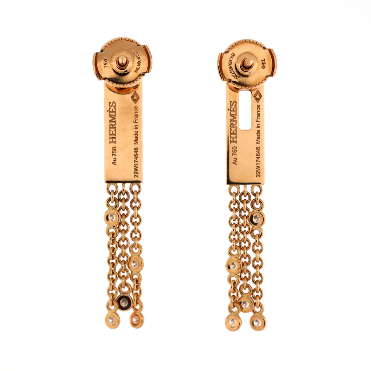 Kelly Gavroche Drop Earrings 18K Rose Gold with 18 Diamonds - Deep Luxury