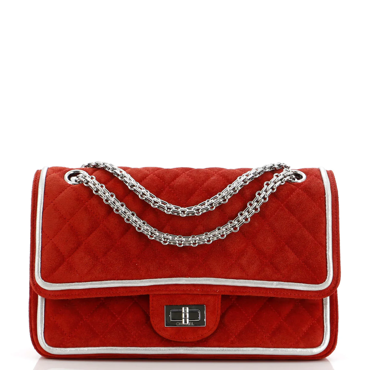 Reissue 2.55 Flap Bag Quilted Suede with Metallic Calfskin 225 - Deep Luxury