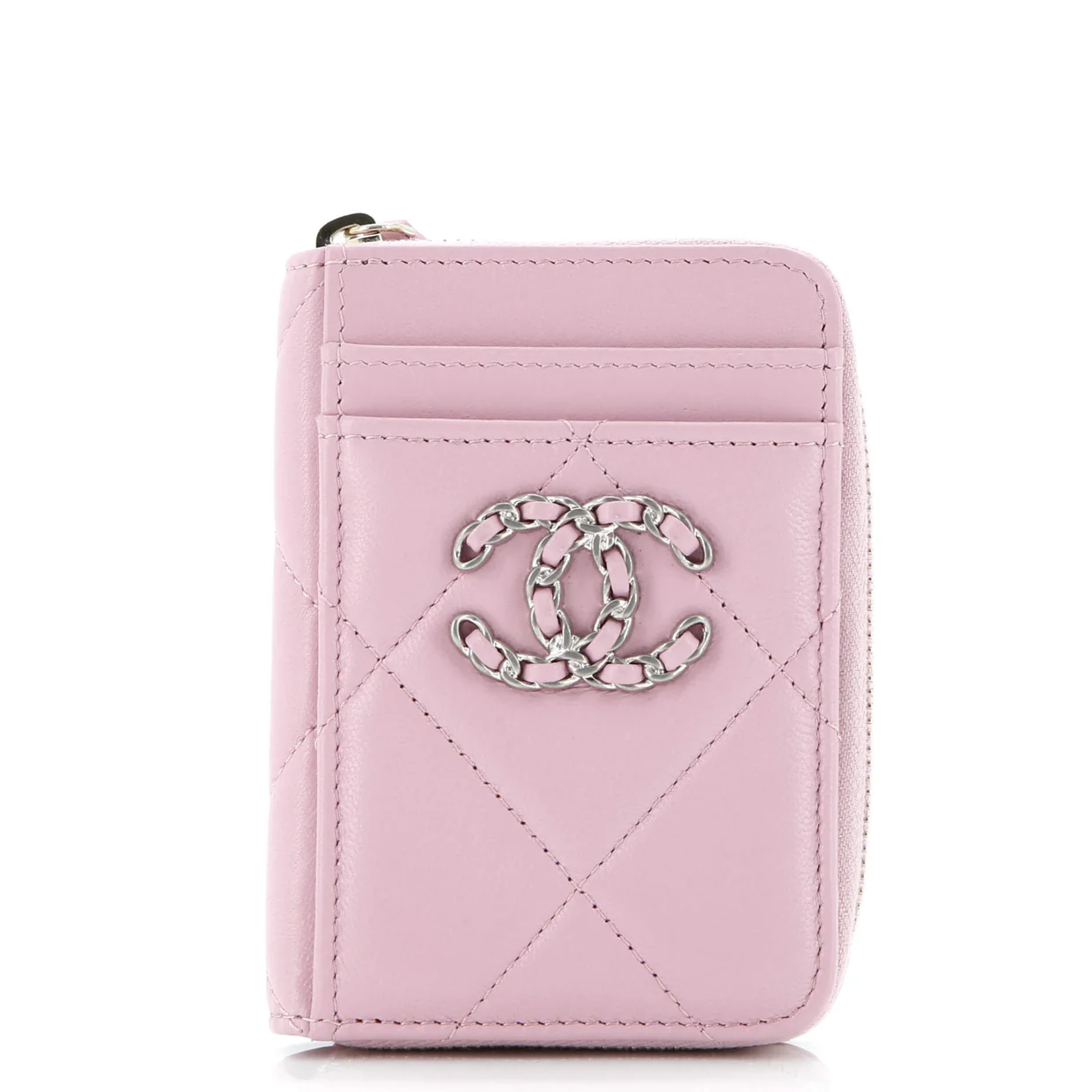 19 Card Holder Zip Coin Purse Quilted Lambskin - Deep Luxury
