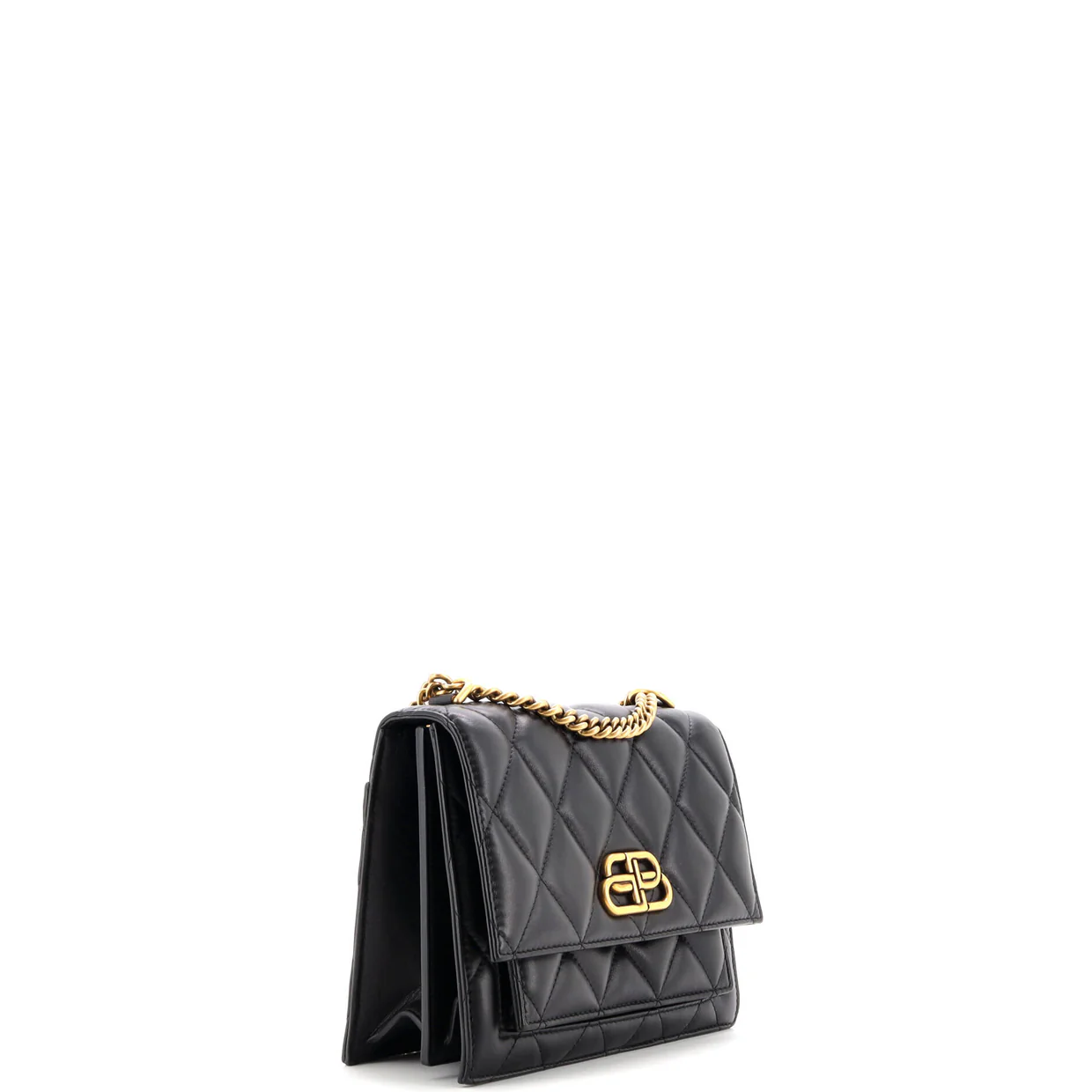 Sharp Shoulder Bag Quilted Leather Small - Deep Luxury