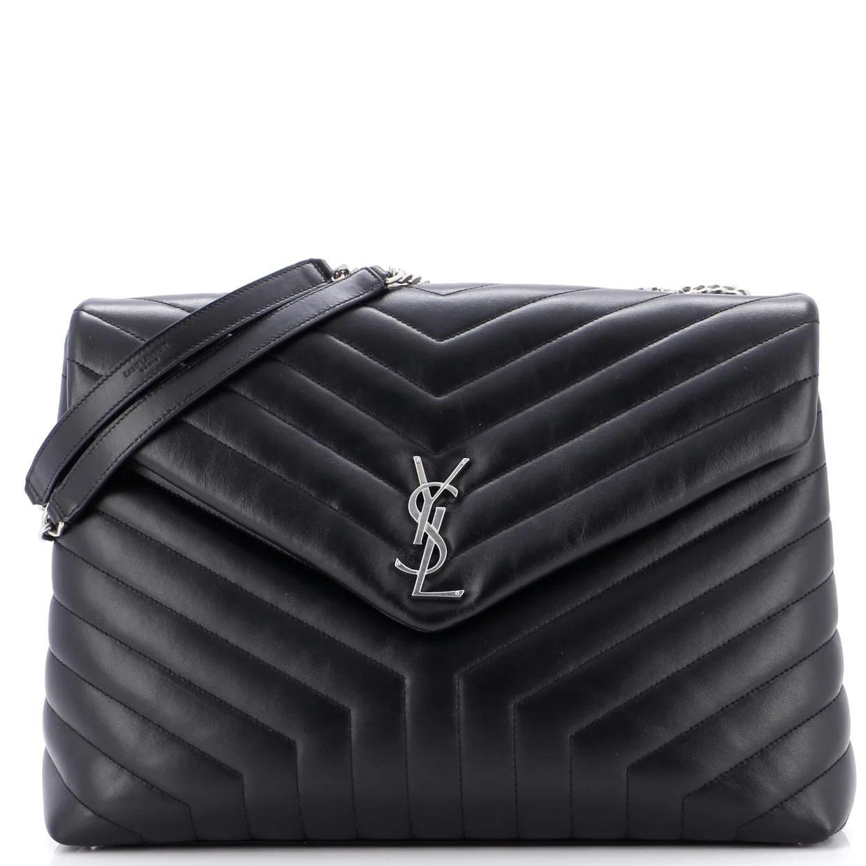 Loulou Shoulder Bag Matelasse Chevron Leather Large - Deep Luxury