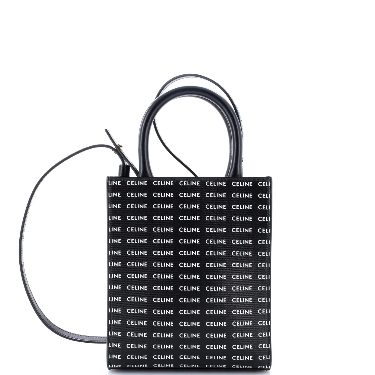 Vertical Cabas Tote All Over Logo Print Leather Mini - Deep Luxury