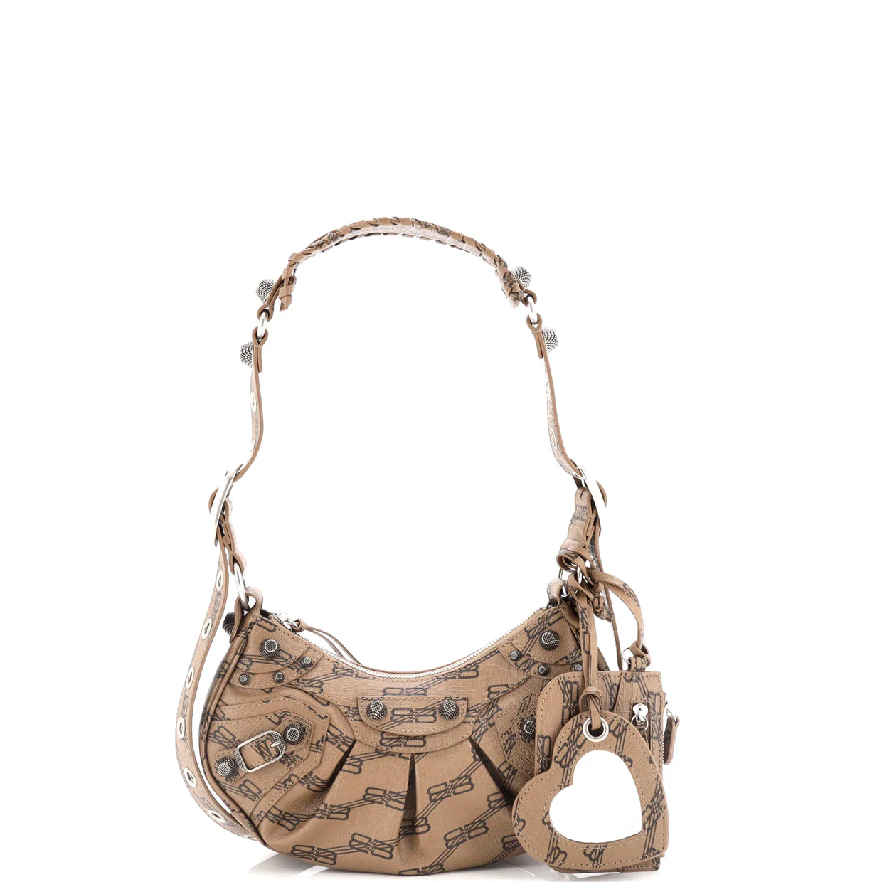 Le Cagole Giant Studs Shoulder Bag BB Monogram Coated Canvas XS - Deep Luxury