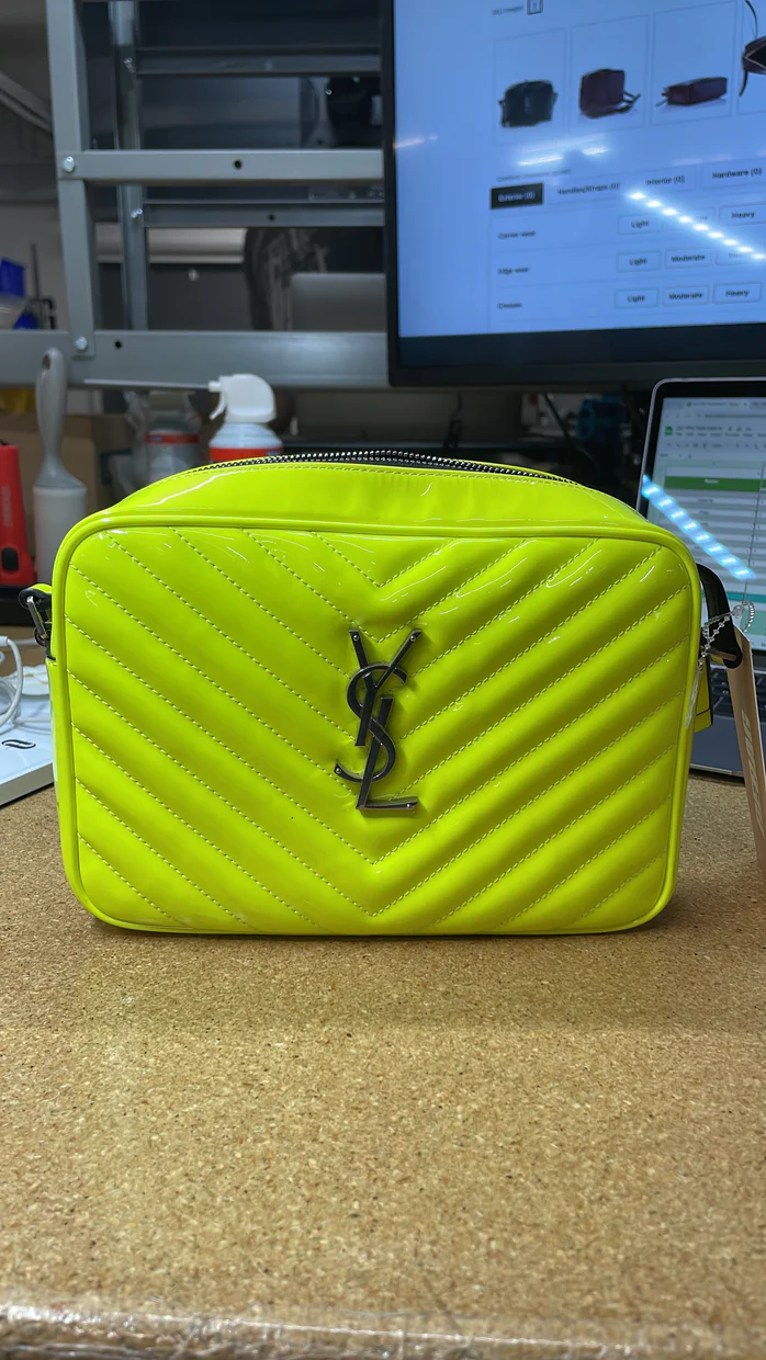 Lou Camera Bag Matelasse Chevron Patent Small - Deep Luxury