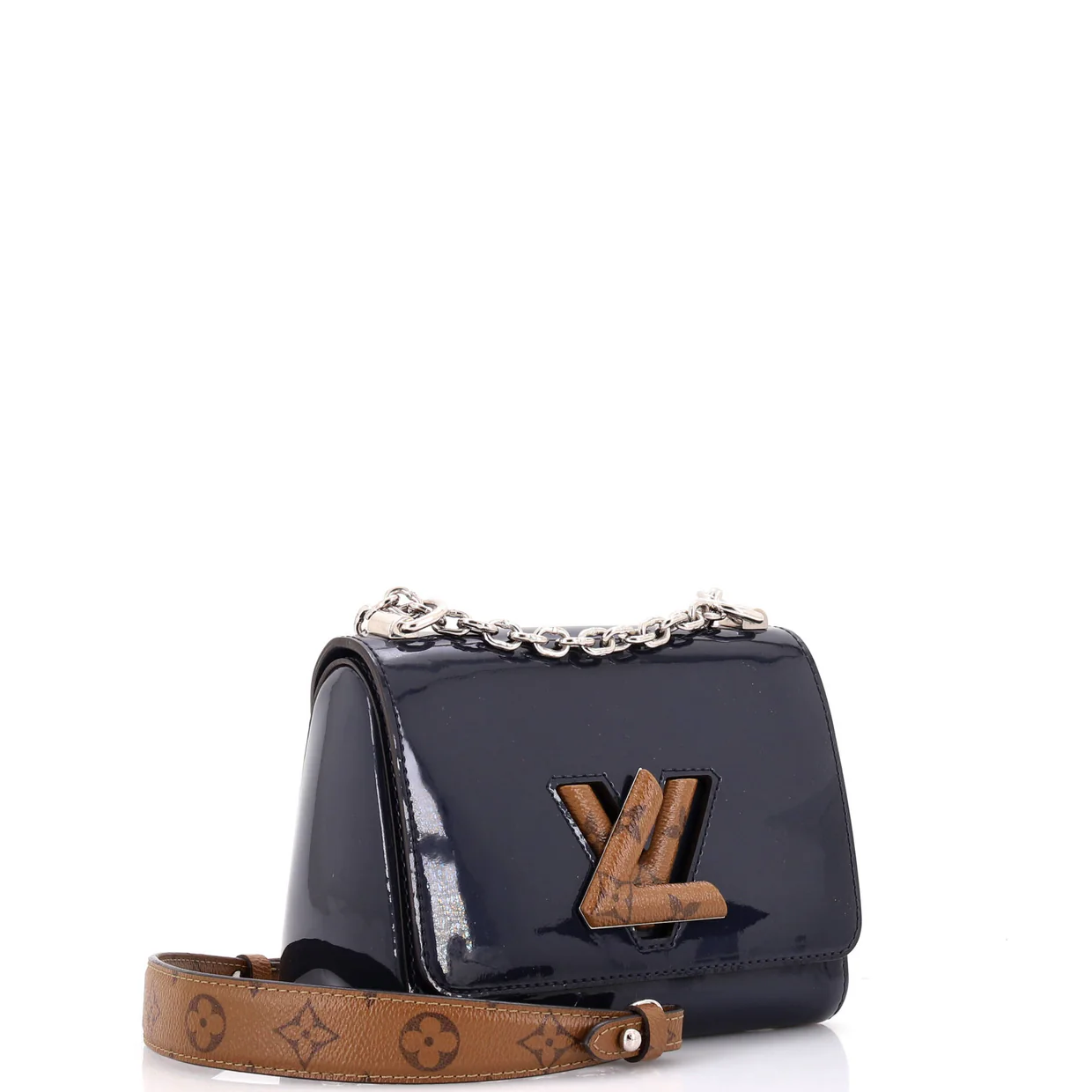 Twist Handbag Vernis with Monogram Canvas PM - Deep Luxury