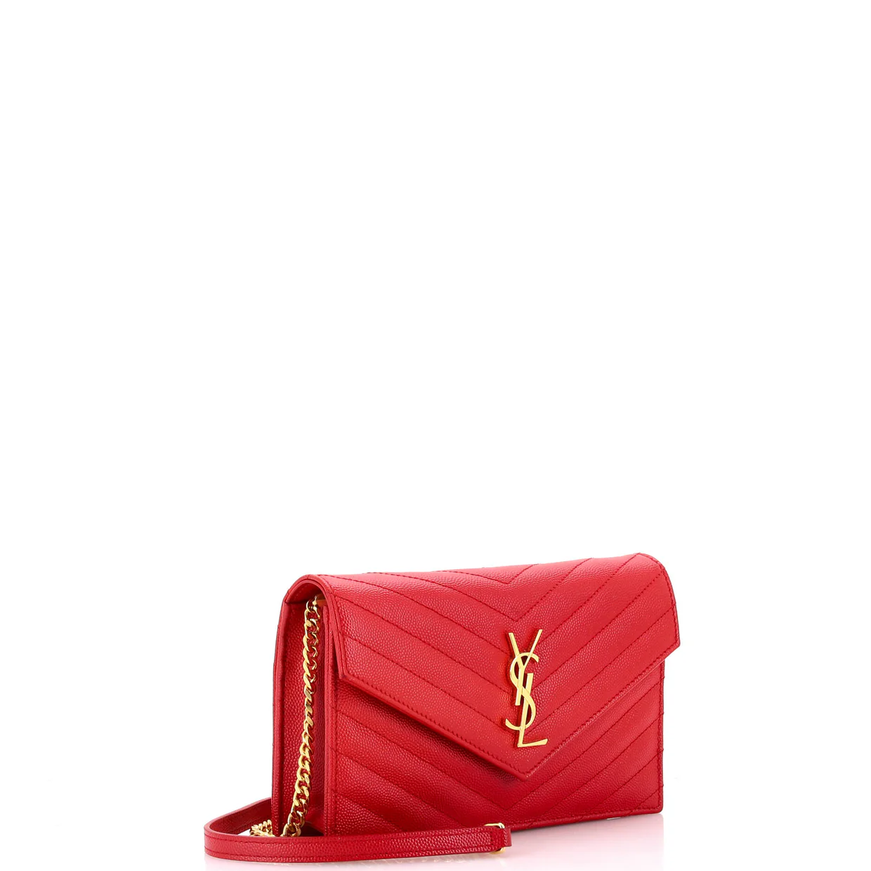 Classic Monogram Wallet on Chain Matelasse Chevron Leather Small - Deep Luxury