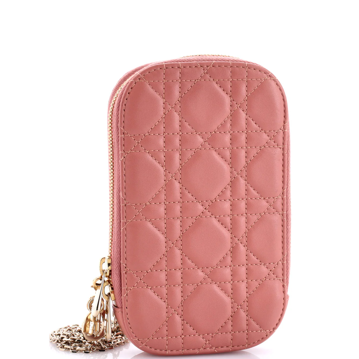 Lady Dior Phone Holder on Chain Cannage Quilt Lambskin - Deep Luxury