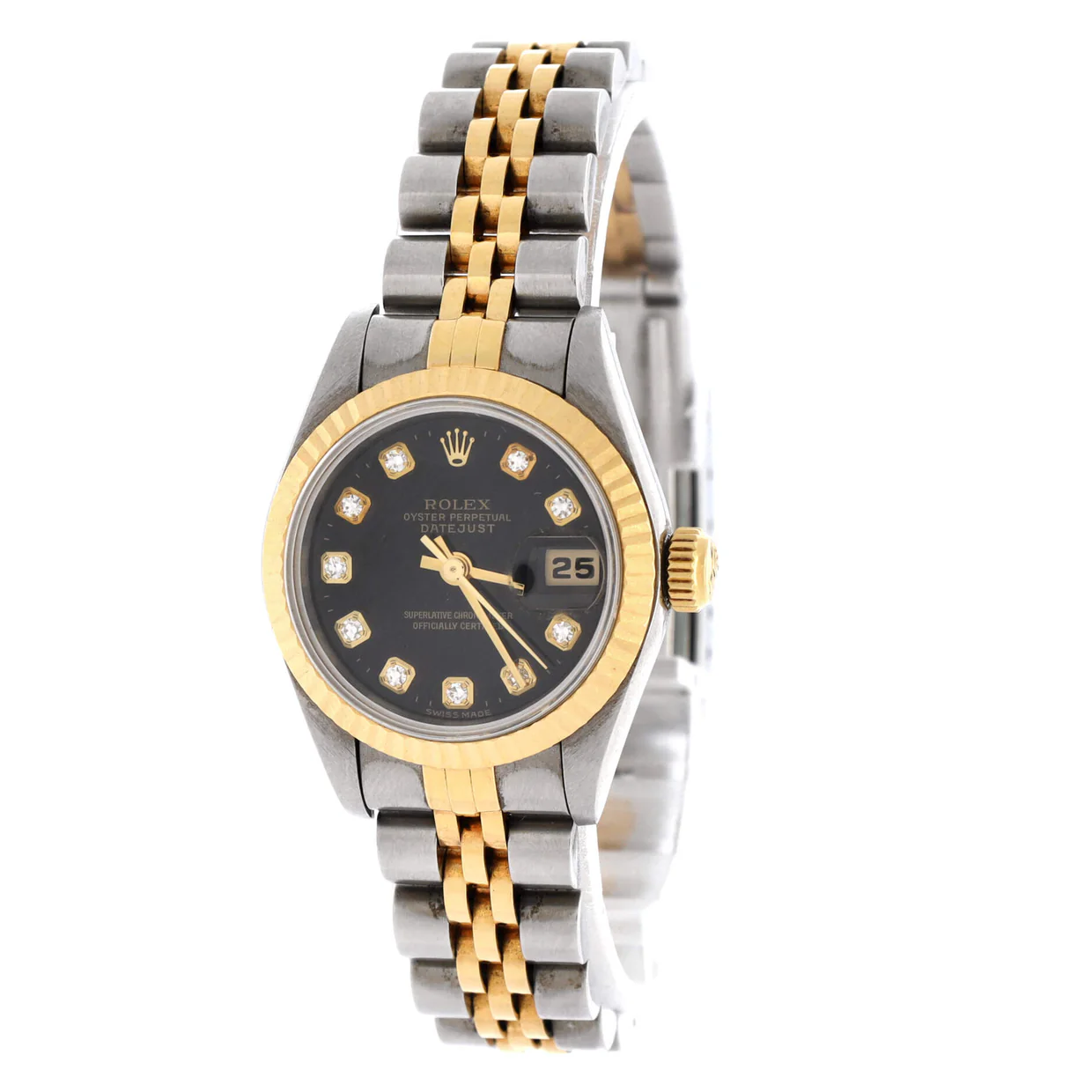 Oyster Perpetual Datejust Automatic Watch Stainless Steel and Yellow Gold with Diamond Markers 26 - Deep Luxury