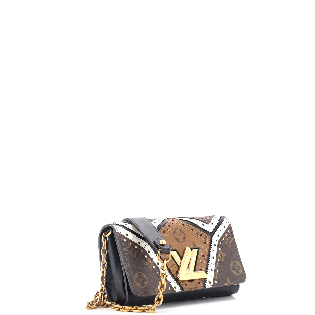 Twist Chain Wallet Limited Edition Brogue Reverse Monogram Canvas and Leather - Deep Luxury