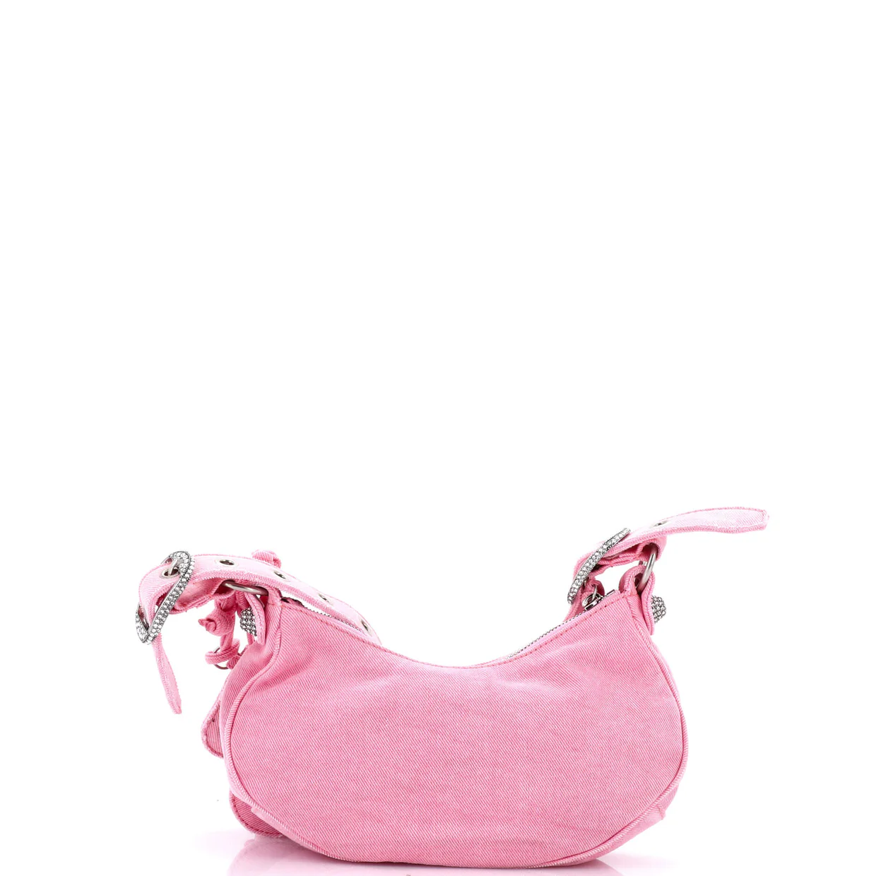 Le Cagole Giant Studs Shoulder Bag Denim with Crystals XS - Deep Luxury